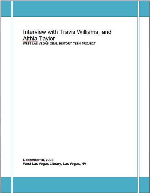 Title details for Interview with Mr. Travis Williams and Mrs. Althia Taylor by Las Vegas - Clark County Library District - Wait list